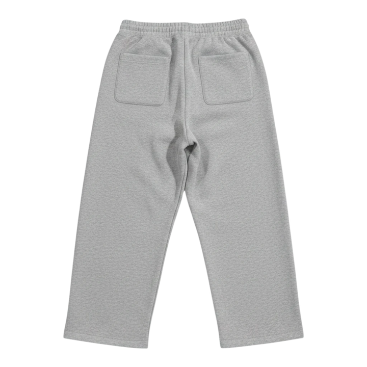 HypeSelection gray cotton blend wide-leg sweatpants with elastic waistband and back pockets.