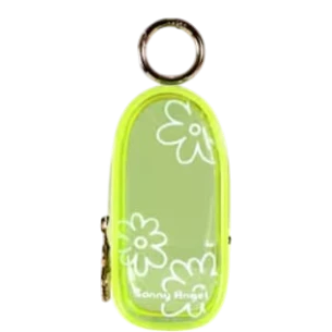 HypeSelection green transparent PVC Sonny Angel My Bestie Case with white floral print and keychain ring.