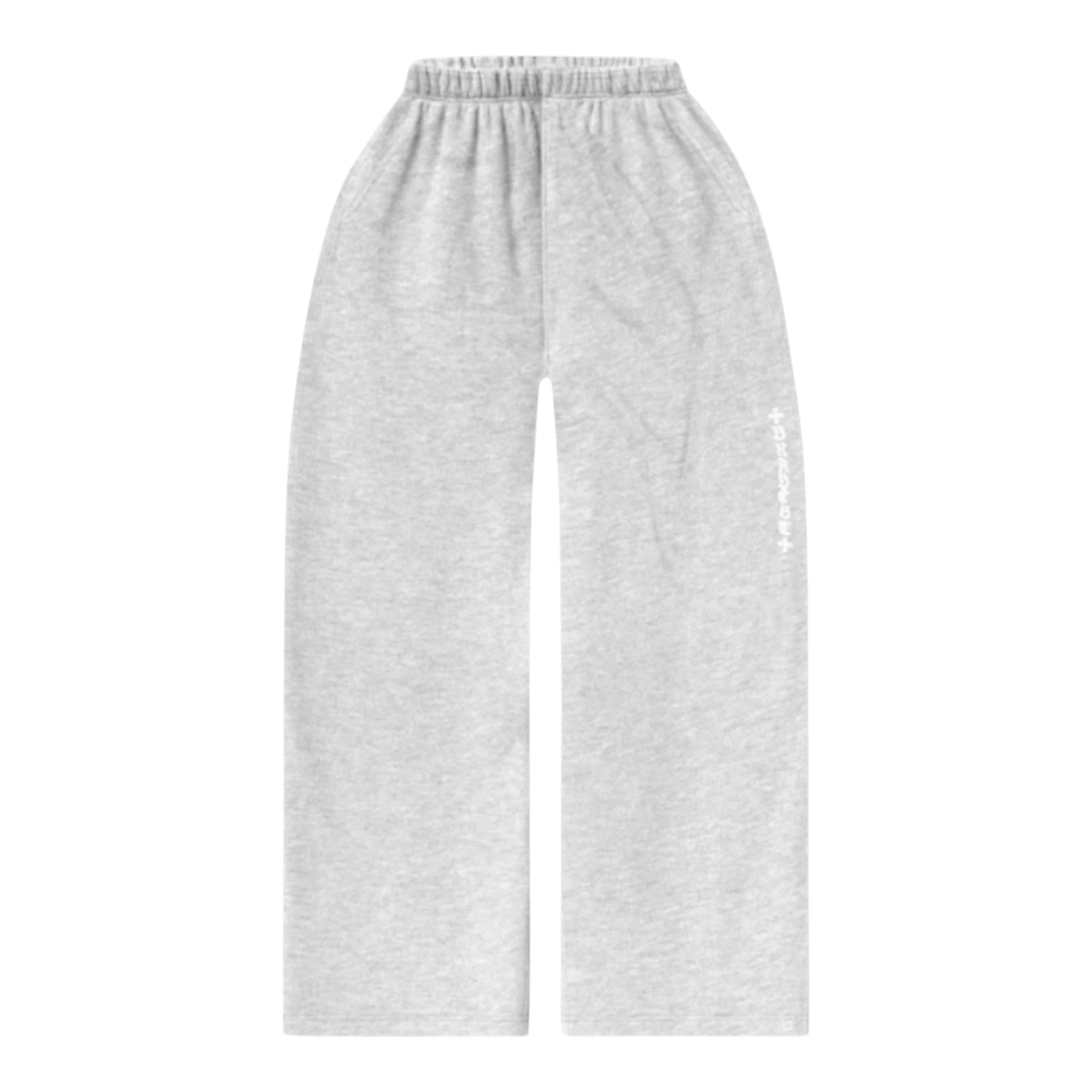 HypeSelection grey baggy sweatpants made from 14 oz French terry cotton with an elastic waistband and subtle embroidered logo.