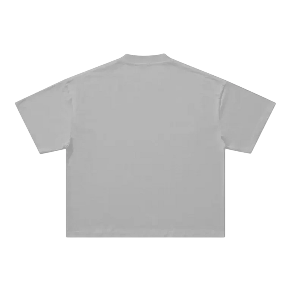 HypeSelection grey 100% cotton boxy oversized streetwear t-shirt with faded athletic graphic.