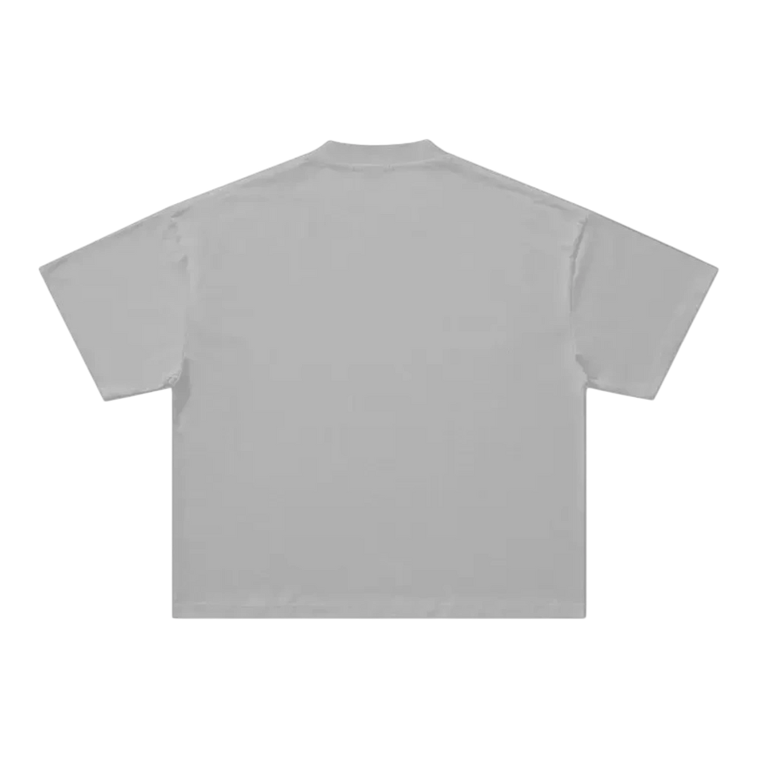 HypeSelection grey 100% cotton boxy oversized streetwear t-shirt with faded athletic graphic.