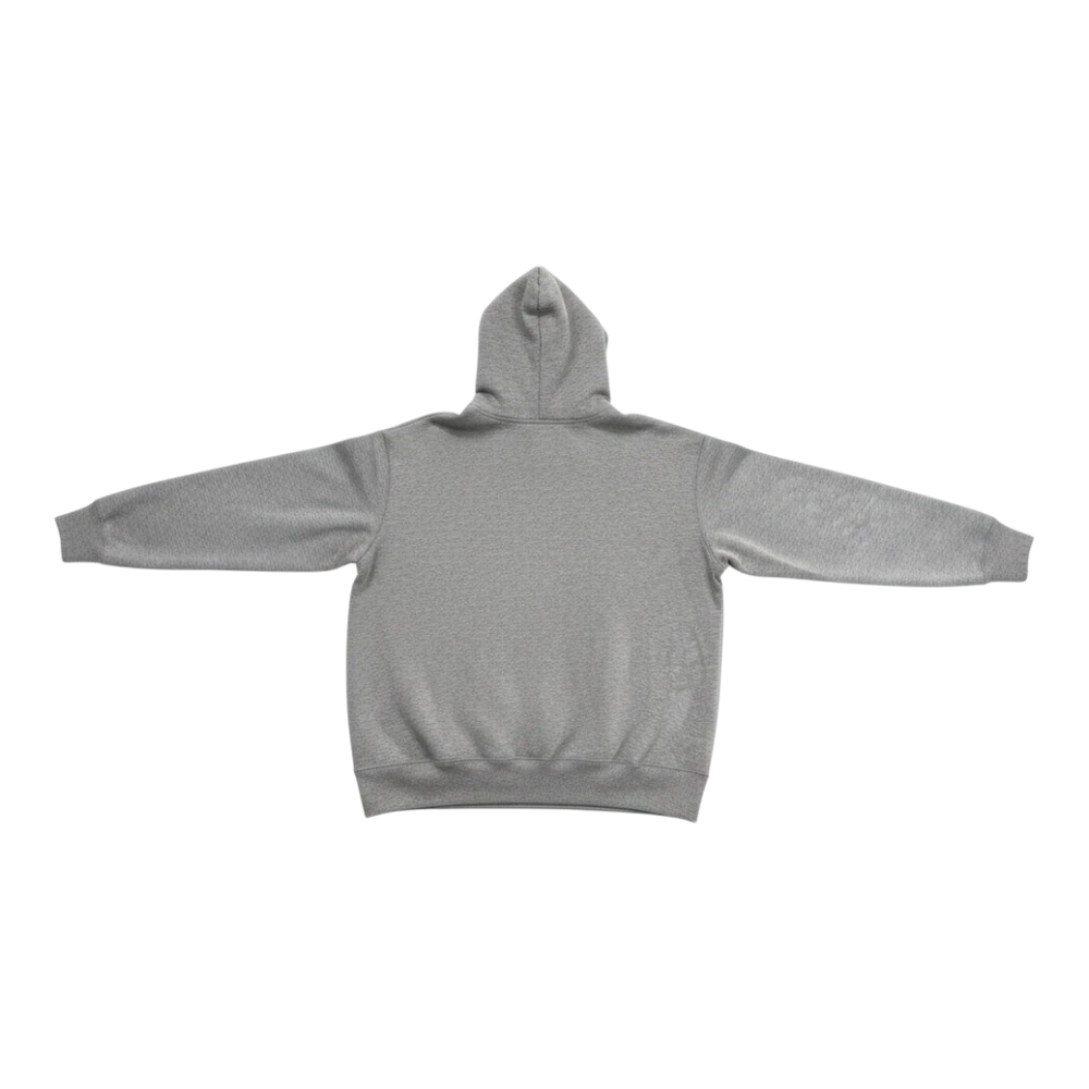 HypeSelection grey oversized cotton-blend hoodie with a structured 3D hood and no drawstrings.