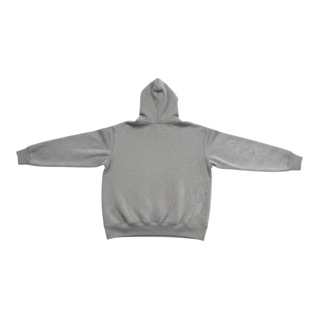 HypeSelection grey oversized cotton-blend hoodie with a structured 3D hood and no drawstrings.