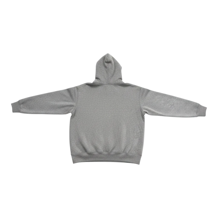 HypeSelection grey oversized cotton-blend hoodie with a structured 3D hood and no drawstrings.