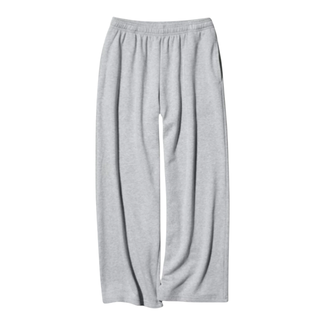 HypeSelection grey cotton-blend wide-leg sweatpants with elastic waistband and adjustable hems.