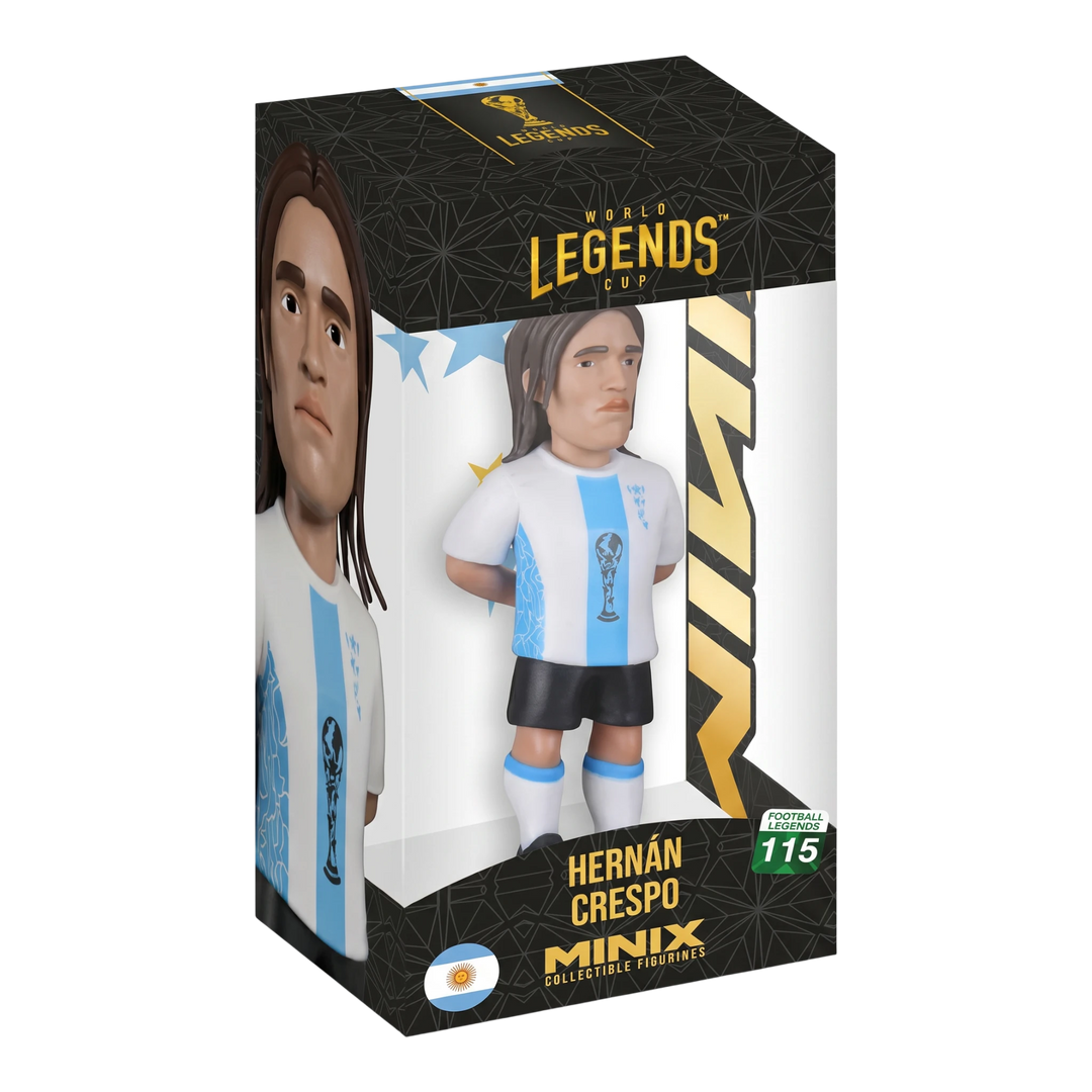 HypeSelection Minix Hernan Crespo #115 collectible figure in Argentina kit inside a 12cm window display box.