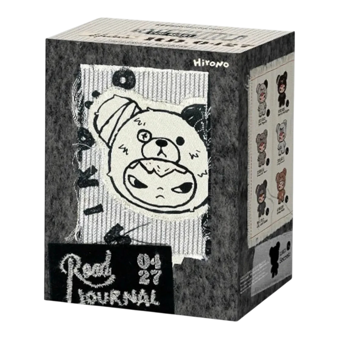 HypeSelection Pop Mart Hirono Road Journal Series plush doll pendant blind box featuring a character in a bear costume with embroidered details.