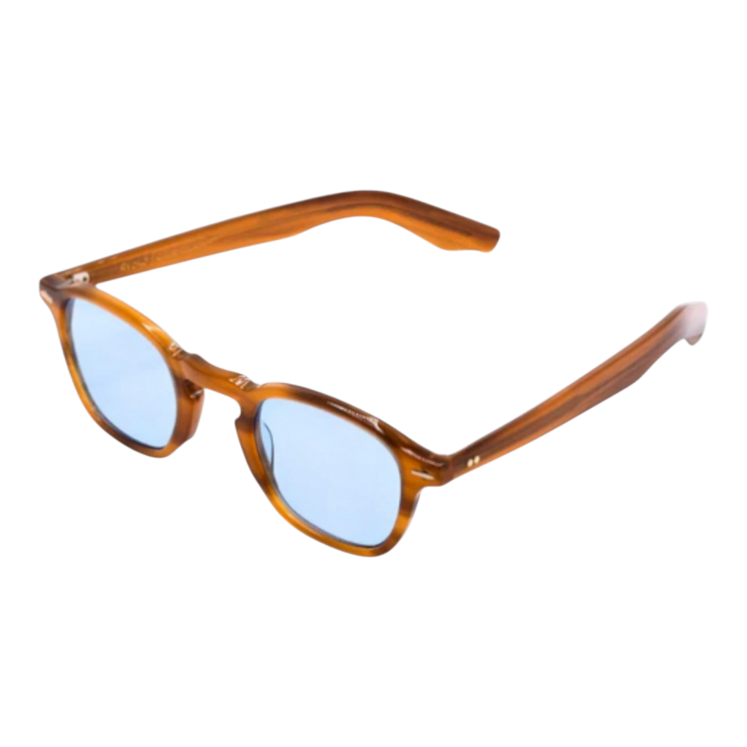 HypeSelection Ryoko LunarHaze sunglasses with honey-toned frames and blue lenses. Classic shape for everyday wear.