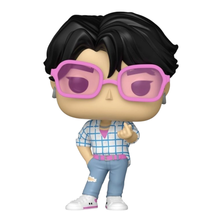 HypeSelection Funko Pop! Animation Jinu figure wearing pink glasses, plaid shirt, and jeans from KPOP Demon Hunters.