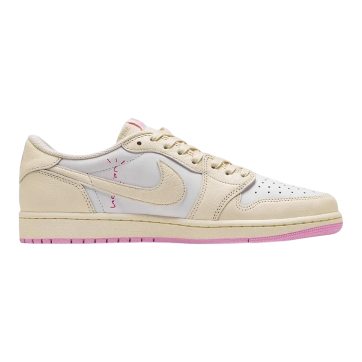 HypeSelection Jordan 1 Retro Low OG SP Travis Scott Shy Pink sneaker with sail leather and pink accents