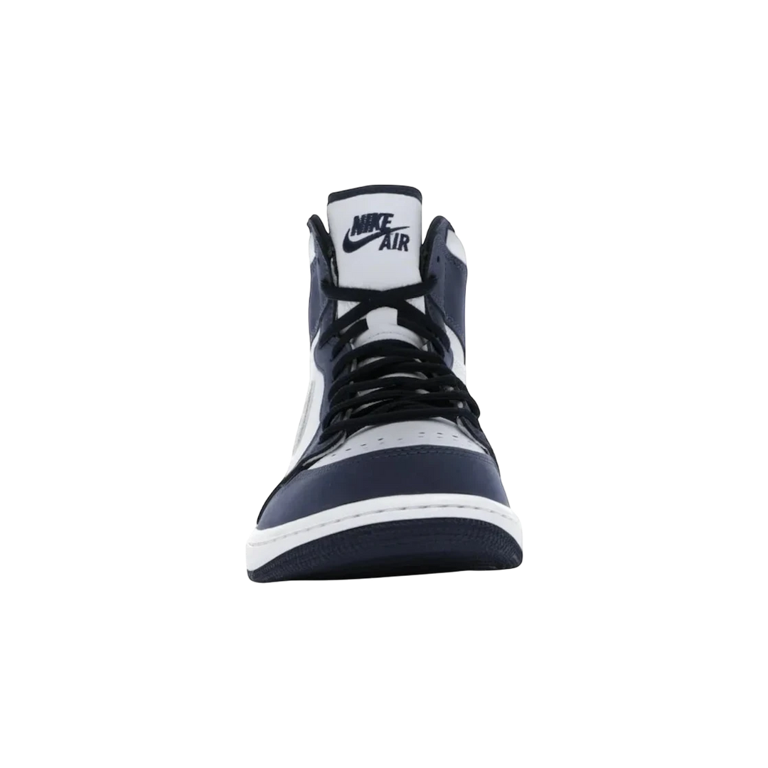 HypeSelection Jordan 1 Retro High CO.JP Midnight Navy sneakers with white leather and navy suede overlays.