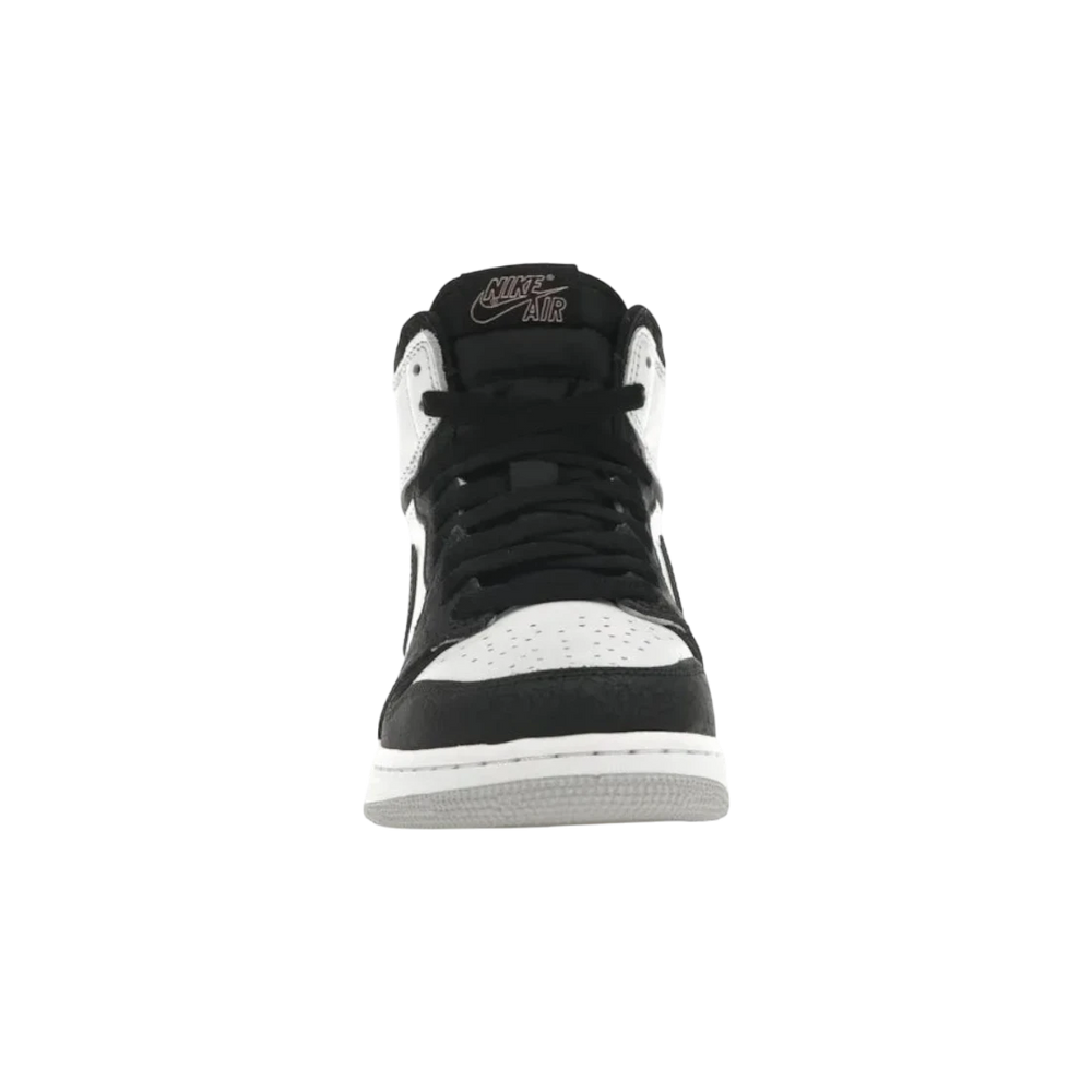 HypeSelection Jordan 1 Retro High OG GS "Bleached Coral" sneakers in white, black, and grey leather with suede overlays.