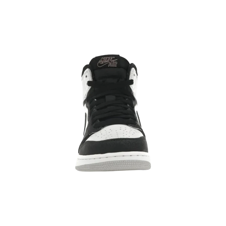 HypeSelection Jordan 1 Retro High OG GS "Bleached Coral" sneakers in white, black, and grey leather with suede overlays.