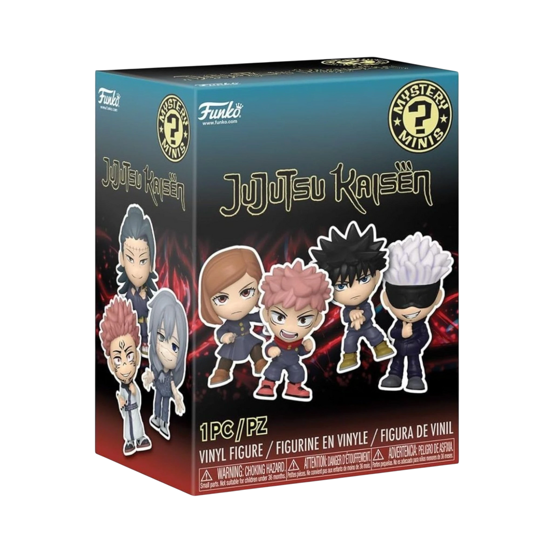 HypeSelection Funko Mystery Mini Jujutsu Kaisen blind box featuring Yuji, Gojo, and other anime character figures.