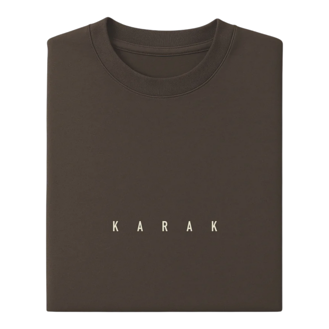 HypeSelection brown heavyweight 100% terry cotton KARAK t-shirt with oversized fit and drop shoulders.
