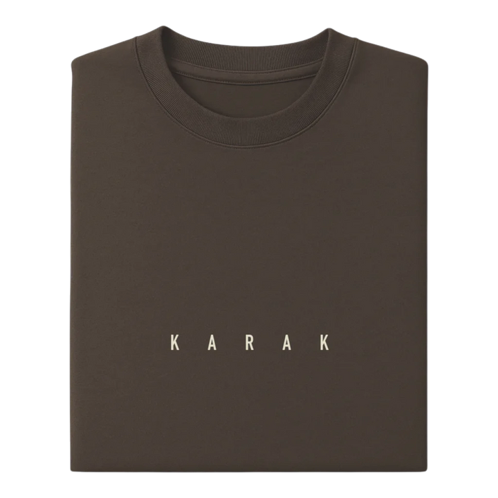 HypeSelection brown heavyweight 100% terry cotton KARAK t-shirt with oversized fit and drop shoulders.