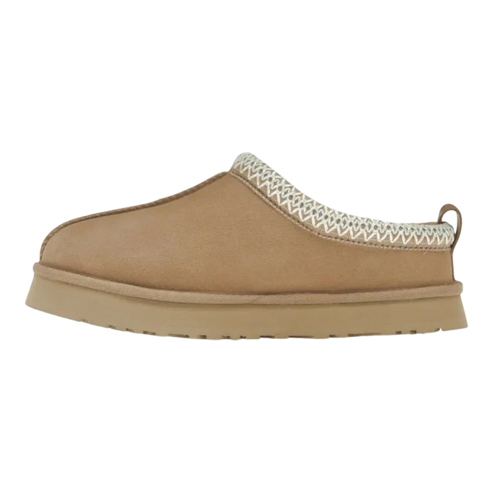 HypeSelection Kids UGG Tazz slippers in sand suede with signature braid detail and platform sole.