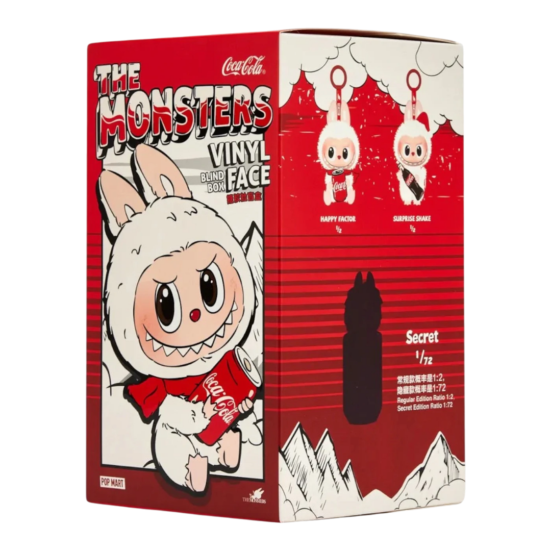 HypeSelection Pop Mart Labubu Coca-Cola blind box featuring a white monster character holding a Coca-Cola can.