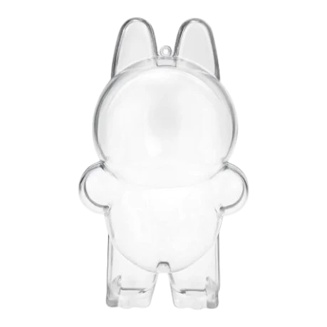 HypeSelection clear acrylic standing case for Labubu figures, offering dust and scratch protection.