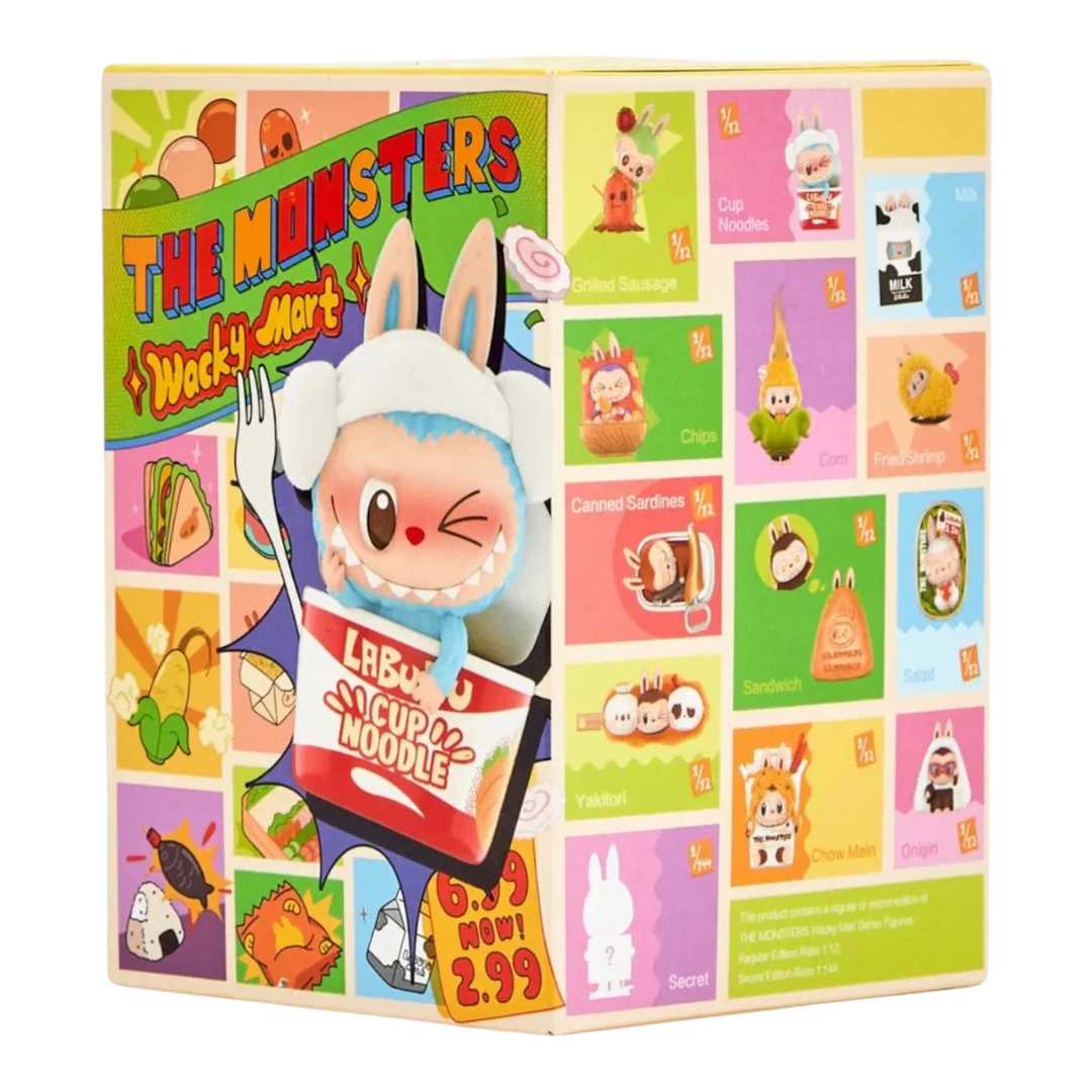 HypeSelection Pop Mart Labubu Wacky Mart Series blind box featuring a cup noodle character. Vinyl collectible.