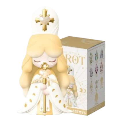 HypeSelection 52TOYS LAPLLY Song of The Tarot collectible figure, white and gold, tarot-inspired design, holding a staff.