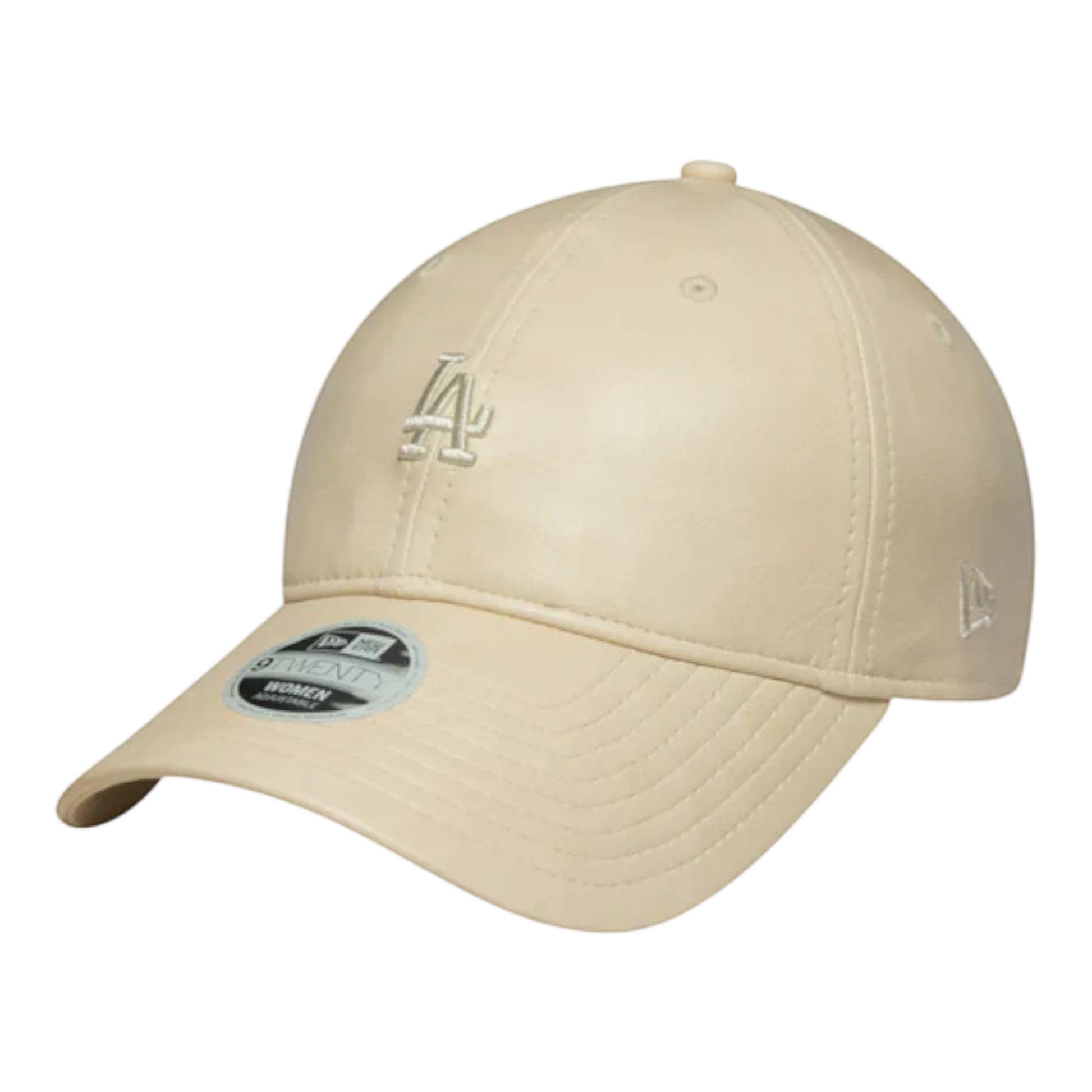 HypeSelection light beige 100% cotton New Era Los Angeles Dodgers 9TWENTY cap with embroidered logo and adjustable strap.