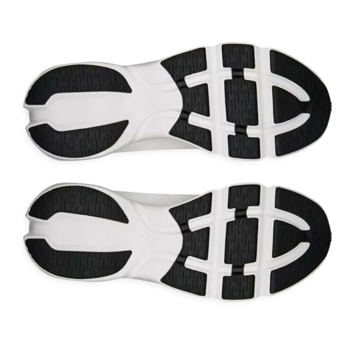 HypeSelection Loewe X On Running Cloudsolo white sneaker outsoles showing black rubber traction pads and white foam