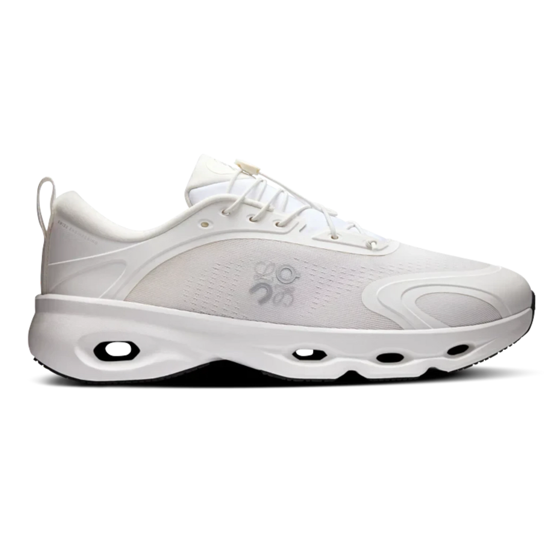 HypeSelection Loewe x On Cloudsolo sneaker in white featuring technical mesh, speed laces, and a signature heel toggle.