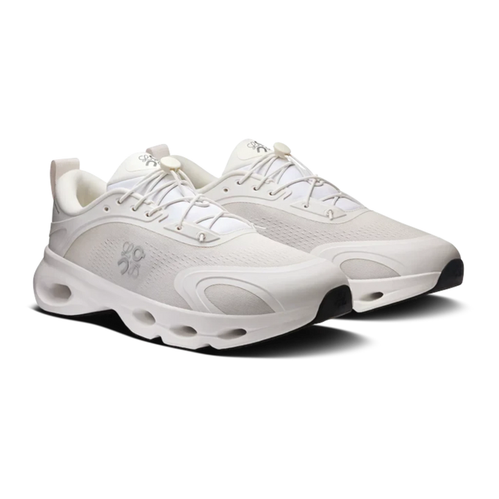 HypeSelection Loewe x On Cloudsolo white technical mesh sneaker with signature pebble toggle and CloudTec cushioning.