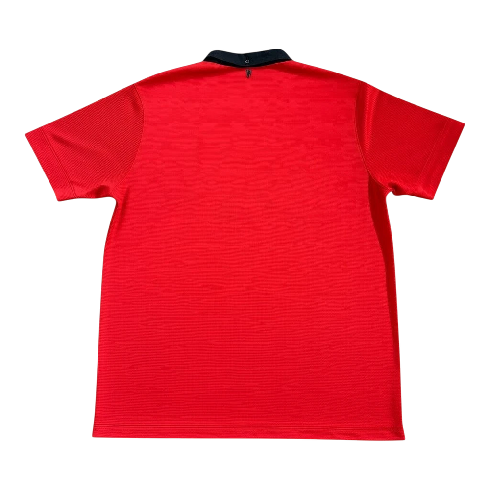 HypeSelection red 2013-14 Manchester United Nike football shirt with black collar and tartan-inspired graphic