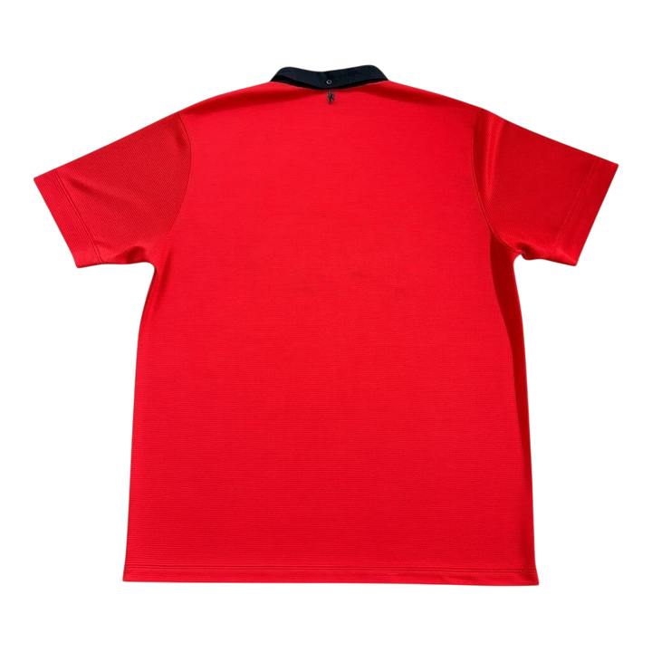HypeSelection red 2013-14 Manchester United Nike football shirt with black collar and tartan-inspired graphic