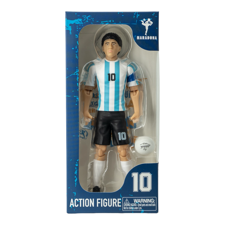 HypeSelection Banbo Toys Sockers 20cm Diego Maradona action figure in Argentina home kit with soccer ball in packaging