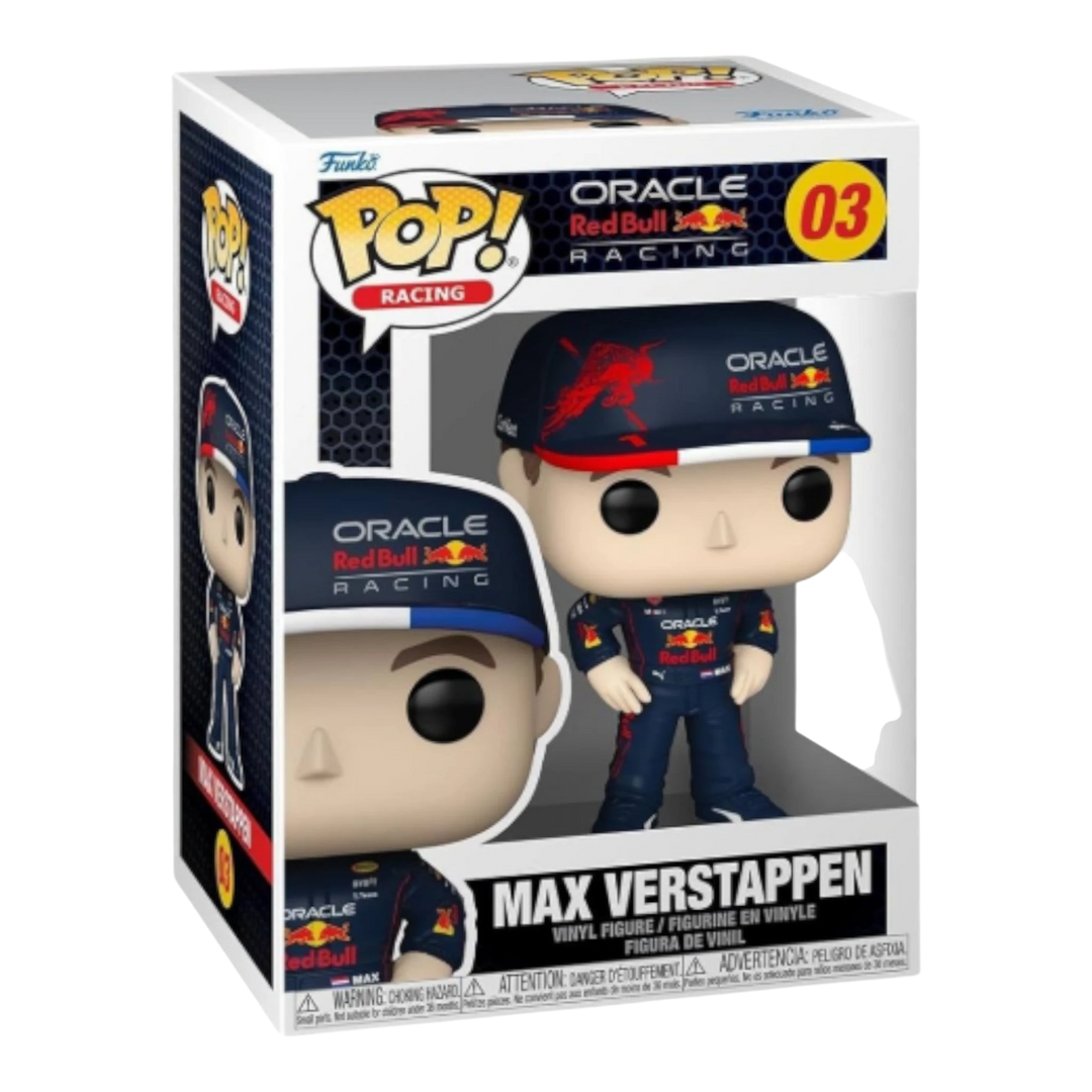 HypeSelection Funko Pop! Max Verstappen Red Bull Racing vinyl figure in racing suit and cap.