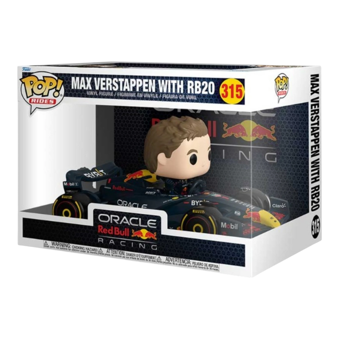 HypeSelection Funko Pop Rides! Max Verstappen with RB20 F1 car, featuring driver in race suit and detailed Red Bull livery.