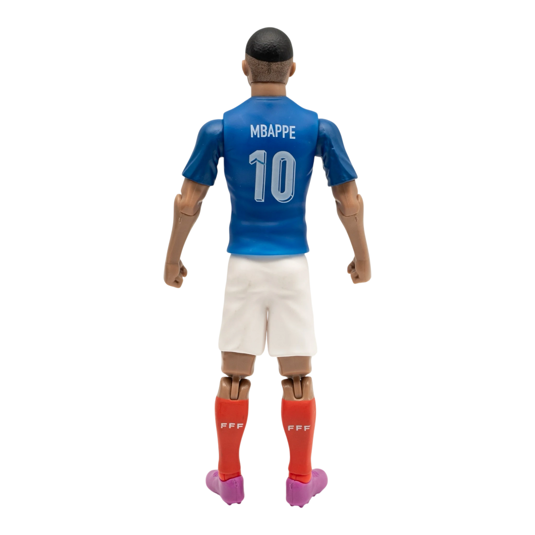 HypeSelection Banbo Toys Kylian Mbappé 20cm action figure in France blue kit with number 10, back view.
