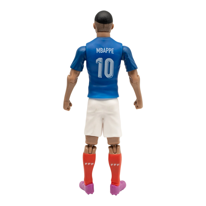 HypeSelection Banbo Toys Kylian Mbappé 20cm action figure in France blue kit with number 10, back view.