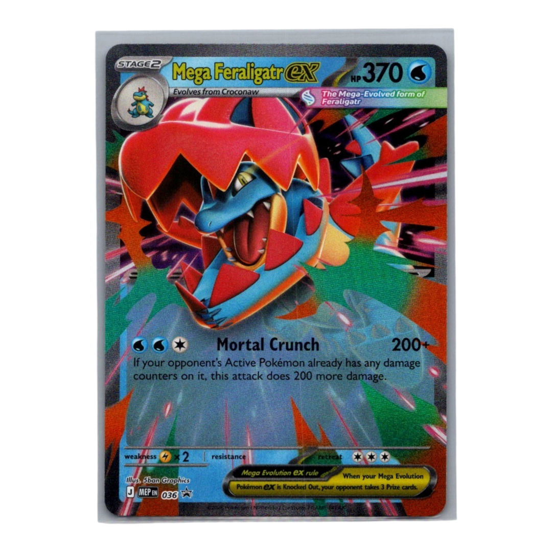 HypeSelection Mega Feraligatr ex MEP Black Star Promo 036 foil card with alternate artwork by 5ban Graphics.