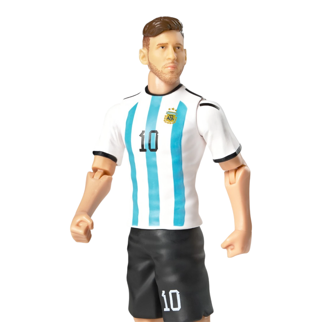 HypeSelection 20cm Lionel Messi action figure in Argentina home kit with articulated joints and number 10 jersey.