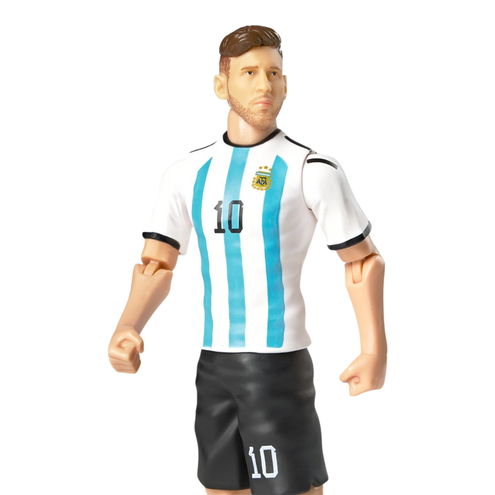 HypeSelection 20cm Lionel Messi action figure in Argentina home kit with articulated joints and number 10 jersey.