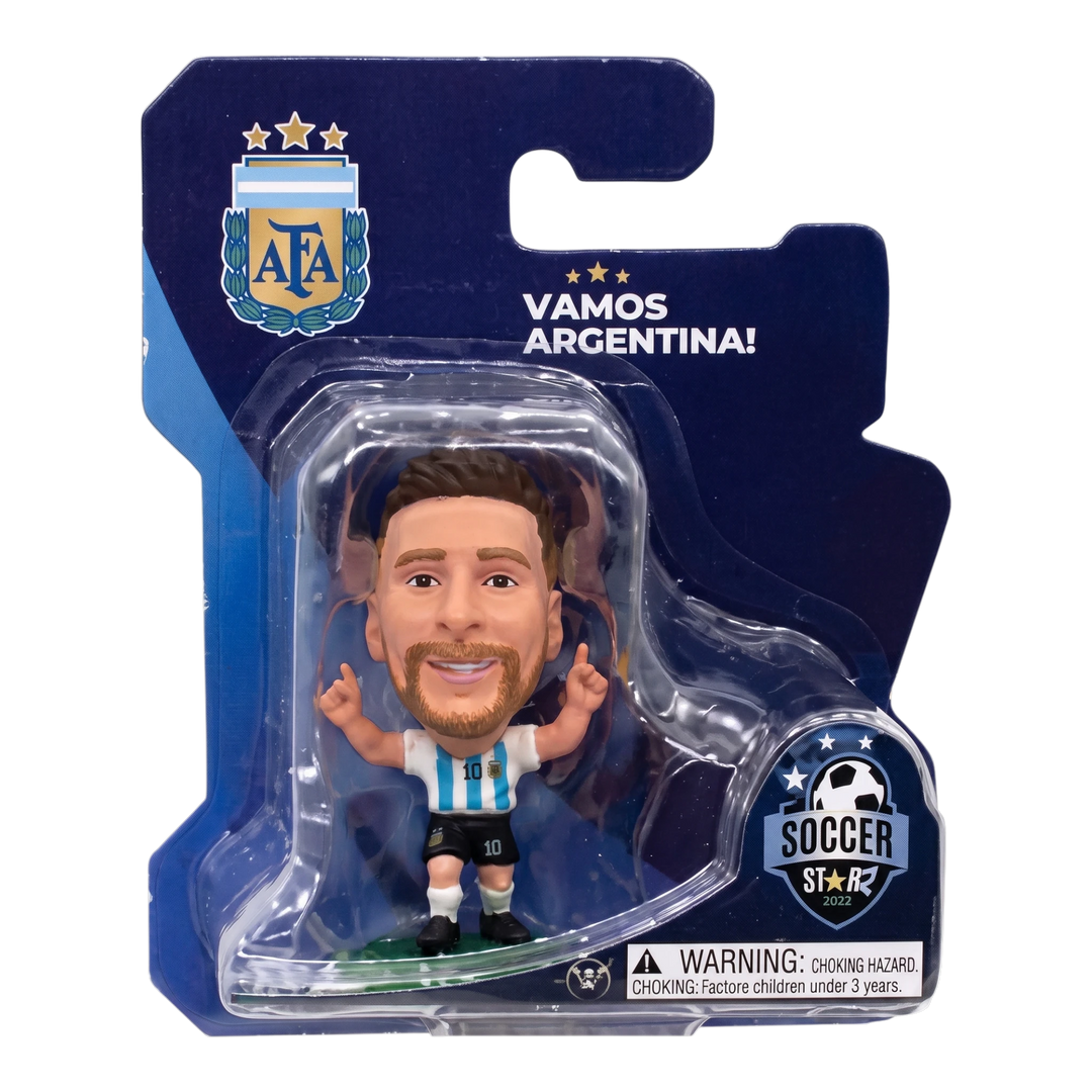 HypeSelection SoccerStarz 5cm Lionel Messi collectible figure in Argentina home kit, hand-painted PVC in blister pack
