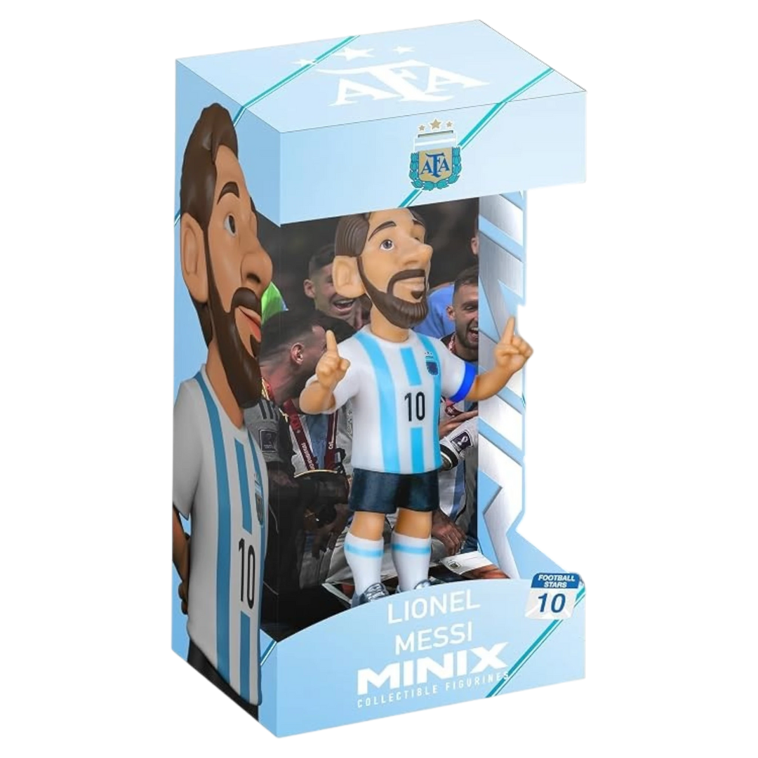 HypeSelection Minix Lionel Messi #10 Argentina football collectible figurine in a display window box.