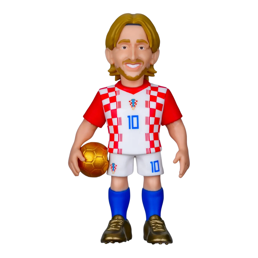 HypeSelection MINIX Luka Modric #149 collectible figure in Croatia red and white chequered kit holding a gold ball.