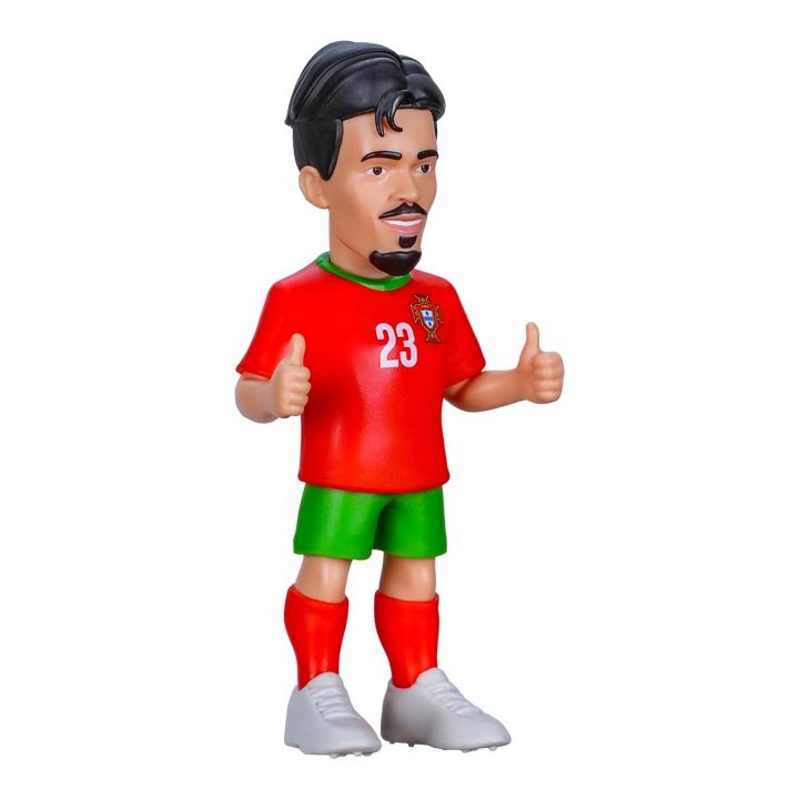 HypeSelection Minix 7cm PVC collectible figure of a Portugal football player in a red and green kit giving thumbs up.