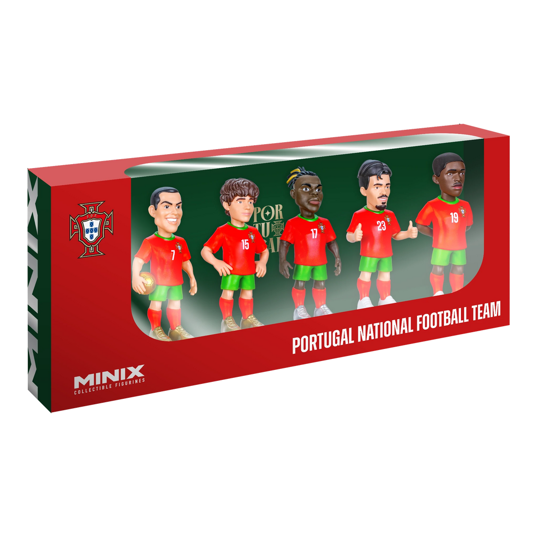 HypeSelection Minix 5-pack of Portugal national football team figures including Cristiano Ronaldo in red kits.