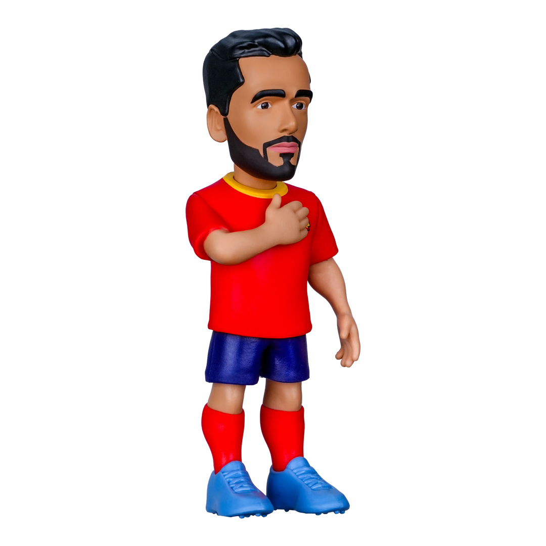 HypeSelection Minix Spain football player figure in red jersey and blue shorts, 7cm PVC collectible.
