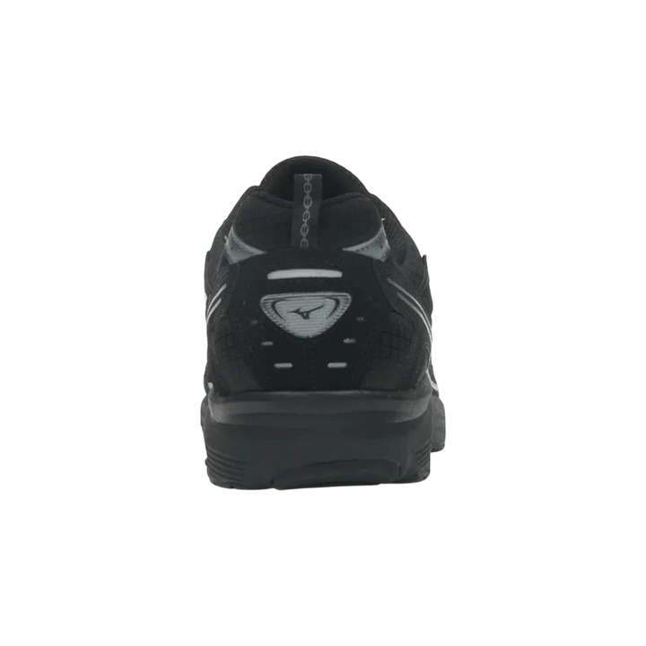 HypeSelection Mizuno MXR OG black and metallic grey running sneakers with mesh and synthetic overlays.