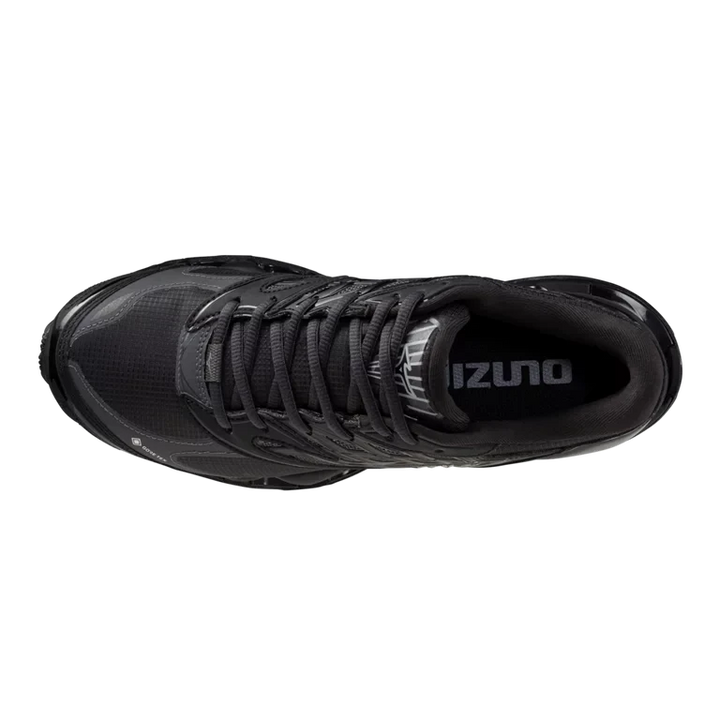Top view of HypeSelection Mizuno Wave Prophecy LS GTX sneakers in black micro-ripstop with GORE-TEX branding.
