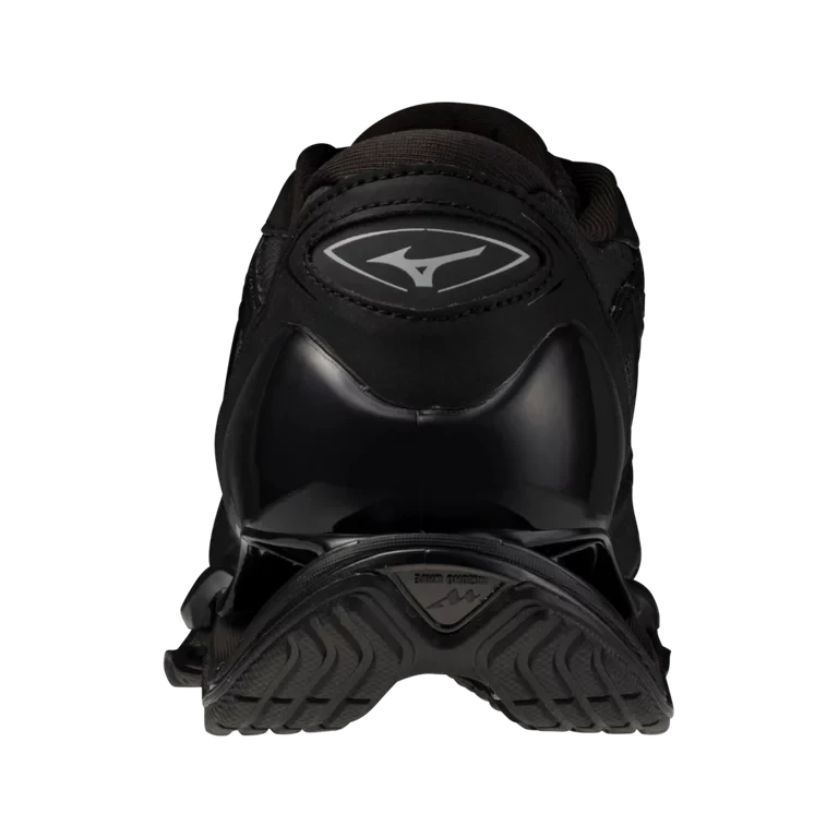HypeSelection Mizuno Wave Prophecy LS GTX sneaker in black, showing the rear view of the sculpted sole and heel.