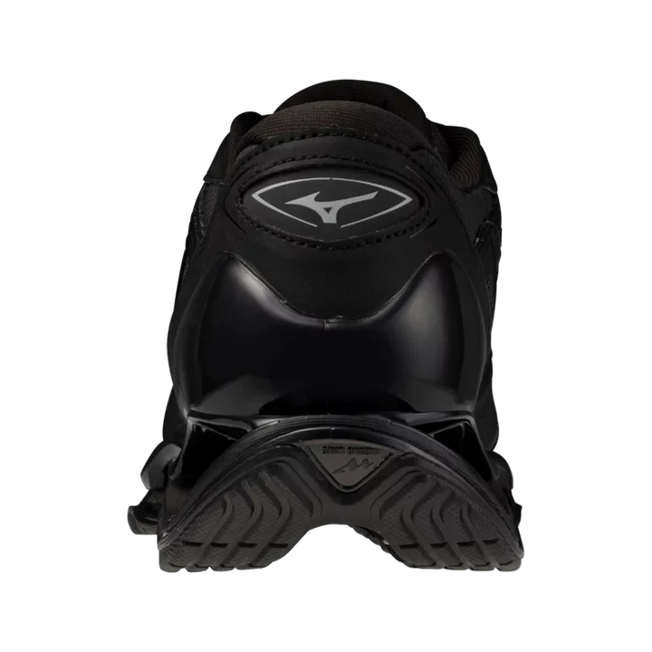 HypeSelection Mizuno Wave Prophecy LS GTX sneaker in black, showing the rear view of the sculpted sole and heel.