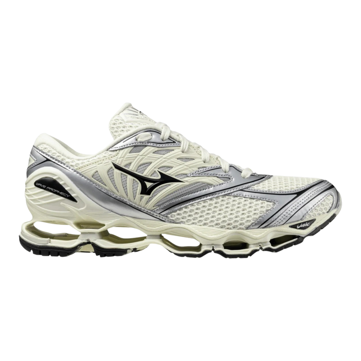 HypeSelection Mizuno Wave Prophecy LS sneaker in pristine, black, and silver with mesh upper and Infinity Wave sole.